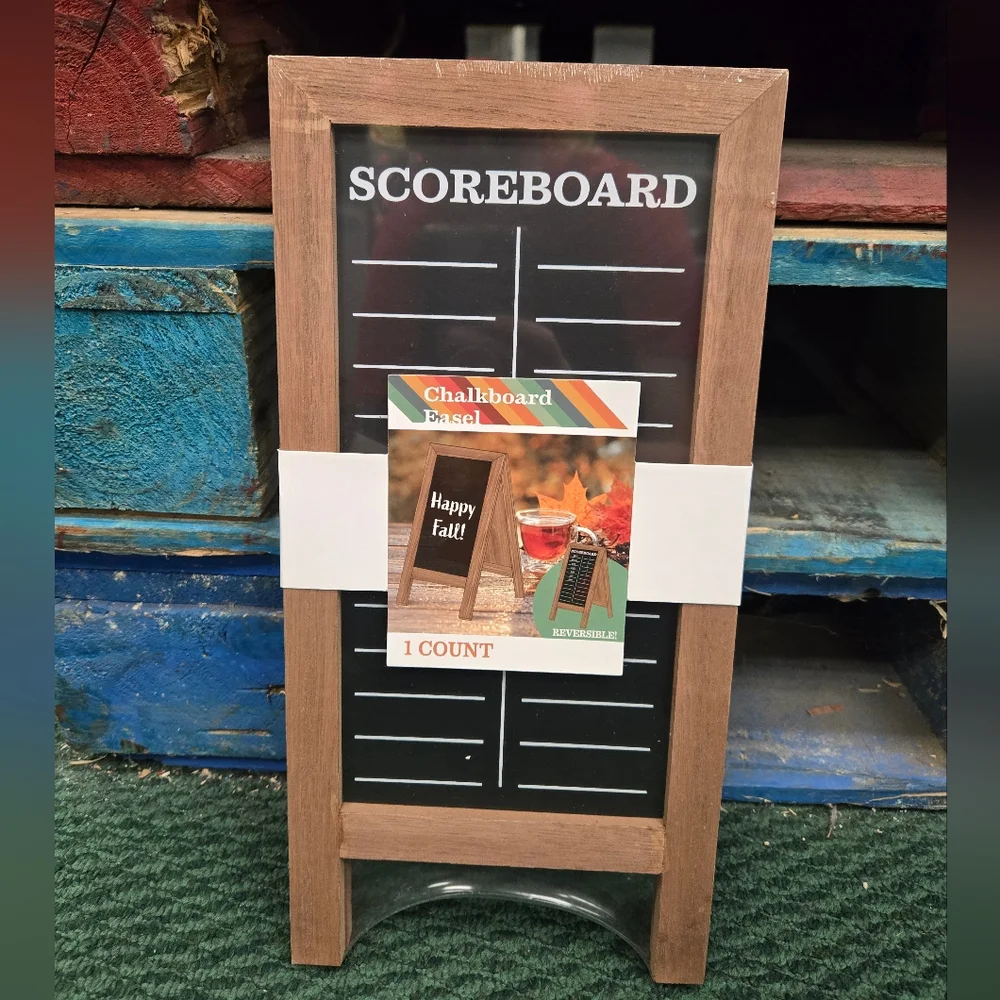 Wooden Scoreboard Reversible Chalkboard Easel